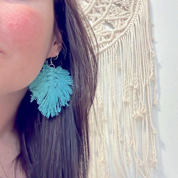 NEW: Macramé Feather-Weight Macrame Dangle 100%Cotton Earrings Every Color A…….. - Picture 4 of 16